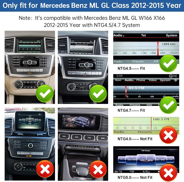 Road Top 12,3 Zoll Autoradio CarPlay für Mercedes Benz ML GL W166 X166 | mit NTG4.5/4.7 System (2012
