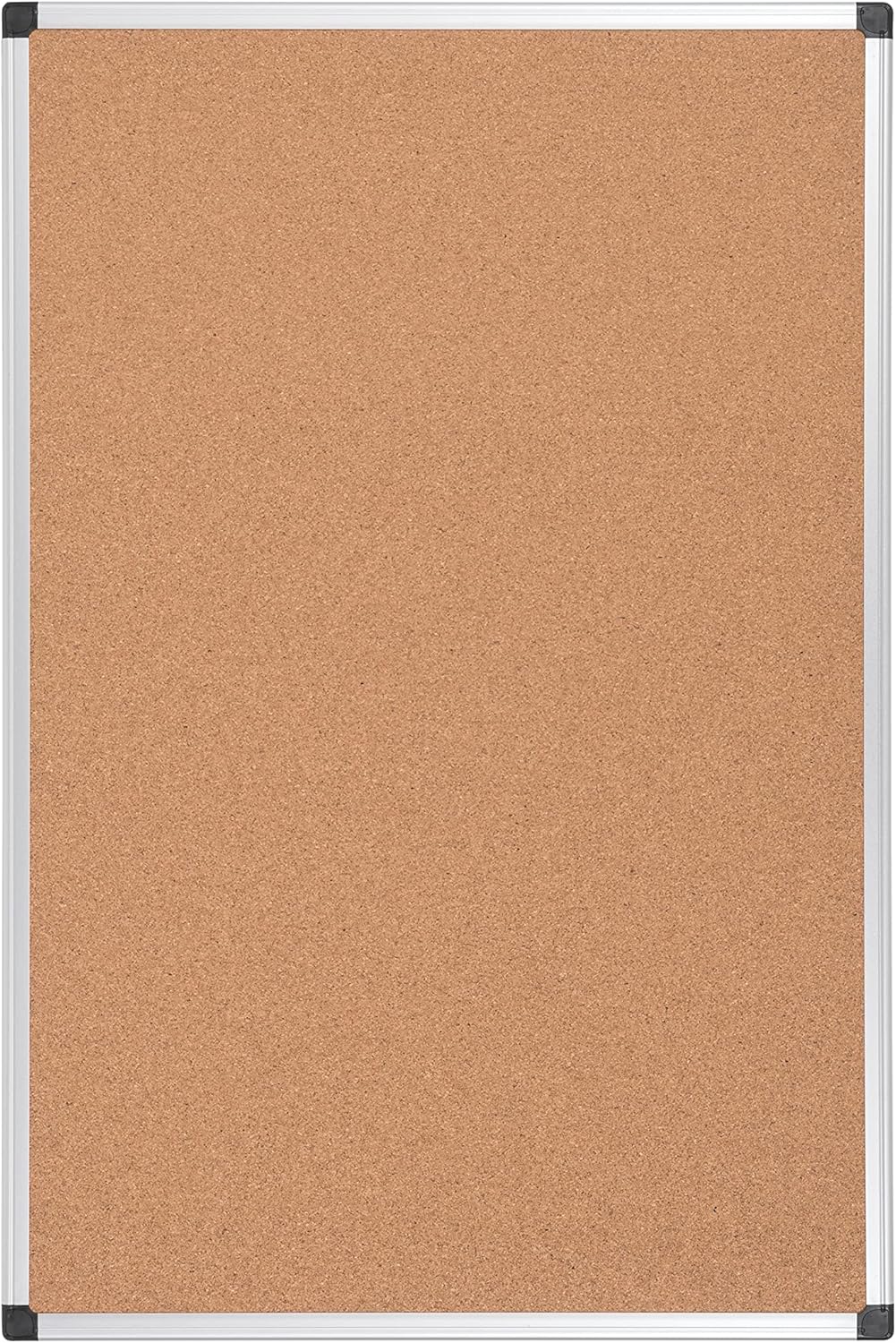 Bi-Office Korktafel Maya Mit Aluminiumrahmen und Hochwertiger Naturkorkoberfläche, Pinnwand, 90 x 60