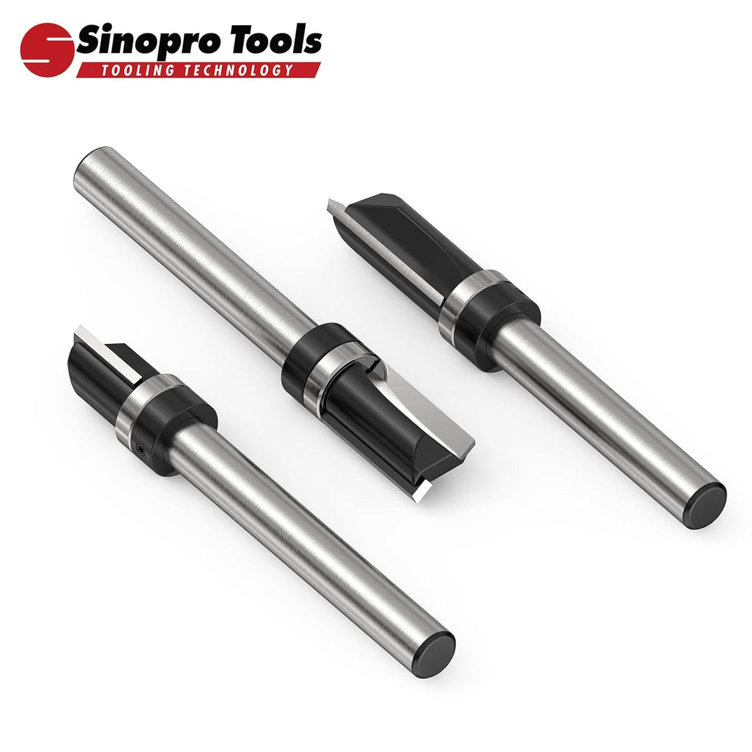 Sinoprotools 3 Stück Bündigfräser – 8mm Schaft Ø 12 mm Kopierfräser,Bündigfräser mit Auswechselbarem