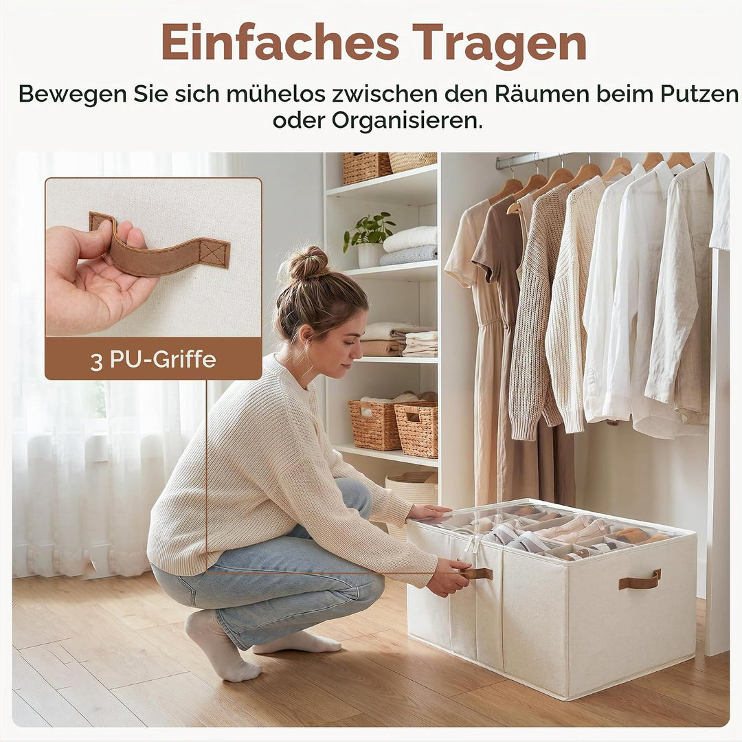 StorageWorks Schuhorganizer für Schrank, Stoff Schuhaufbewahrungsbox mit Deckel, extragrosse Schuhau