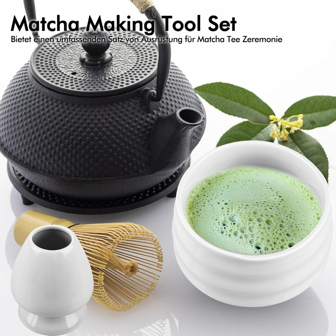 Matcha Tee Set, Matcha Besen Set mit Matcha-Schneebesen, Besenhalter, Matcha Schale aus Keramik, 2 T