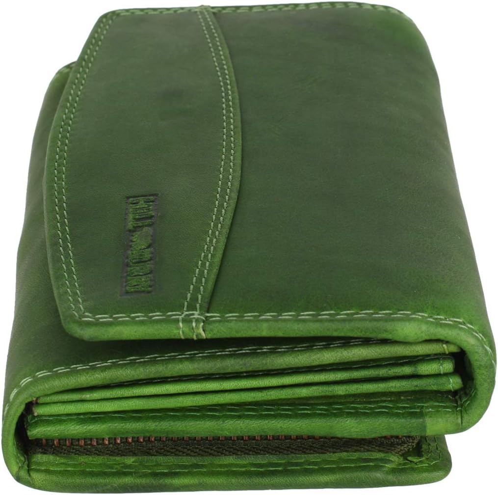 Hill Burry Geldbörse Damen Unisex Herren Portemonnaie echt naturgegerbt Leder | viel Stauraum | Sche
