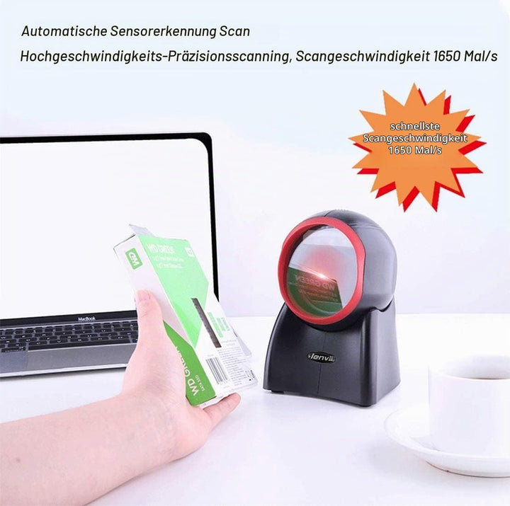 LENVII Omnidirektionaler Freisprech QR Code lesegerät, Desktop Barcode Scanner 1D/2D/QR Code Scanner