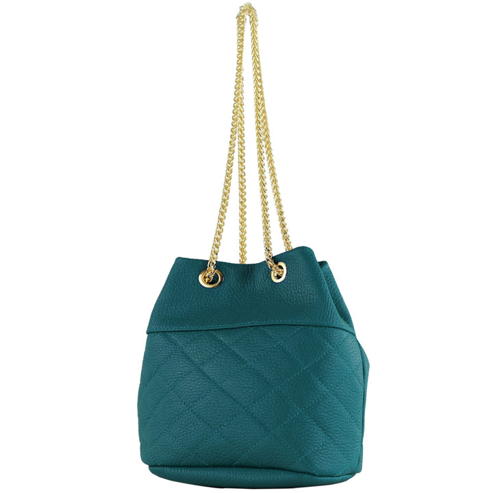 modamoda de - T245 - ital. Leder Damentasche Klein Small Petrol, Petrol