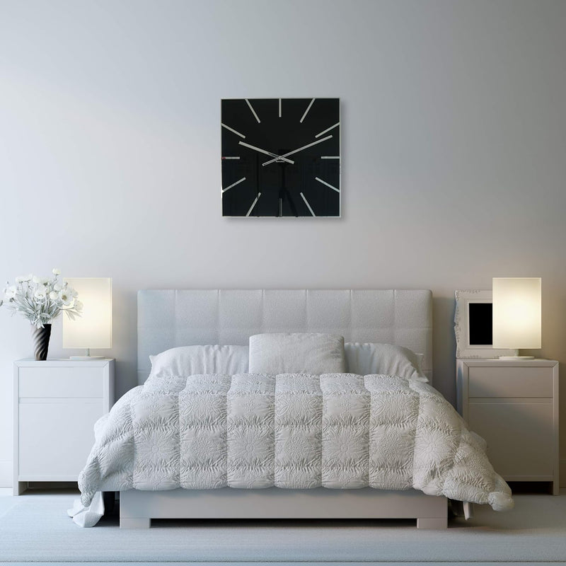FLEXISTYLE Moderne grosse Wanduhr Exact 50cm, Acrylglas und Acrylspiegel, Stille, Wohnzimmer, Schlaf