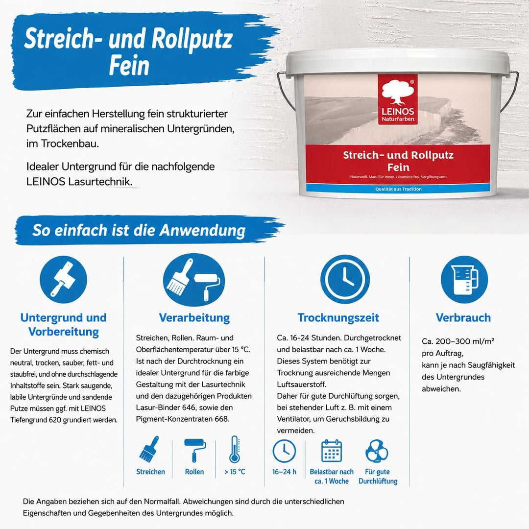Leinos 685 Streich- und Rollputz Fein 10,00 l 10,0 Liter Fein, 10,0 Liter Fein