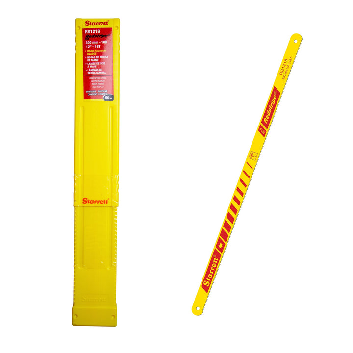 Starrett HSS Handbügelsägeblätter - 50er Pack RS1218 Redstripe Massive Schnellarbeitsstahl Gerade Sc