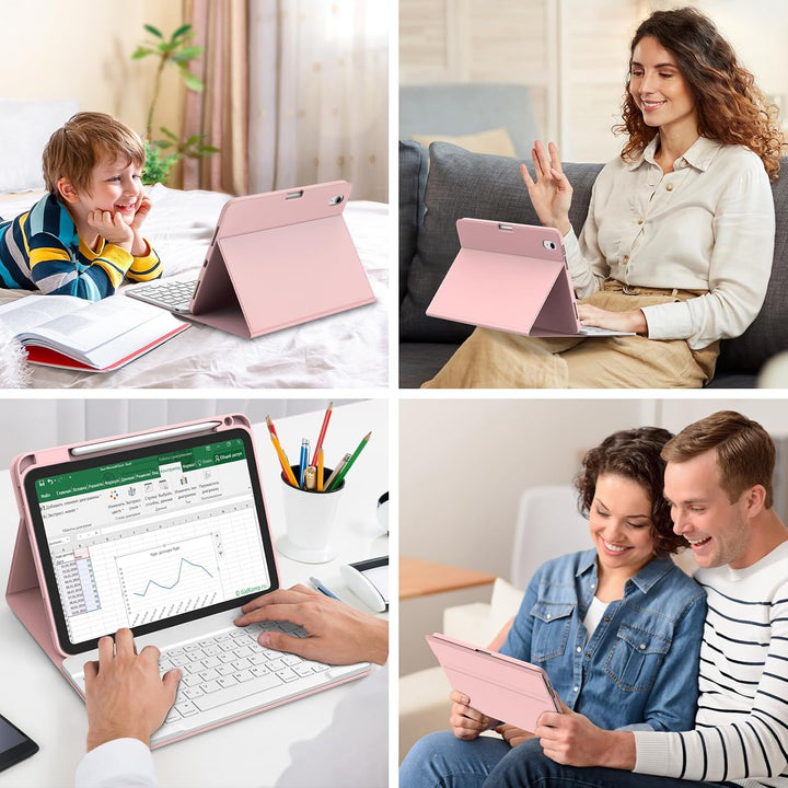 BQSS Hülle mit Tastatur für iPad A16 11 Generation 2025/10 Generation 10.9 Zoll 2022, Magnetisch Blu