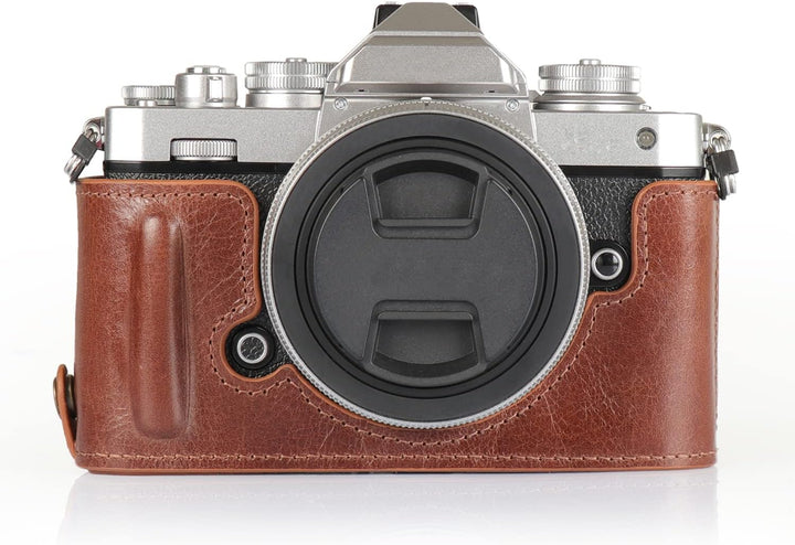 MegaGear MG2016 Ever Ready Genuine Leather Camera Half Case Compatible with Nikon Z fc (Braun), Brau