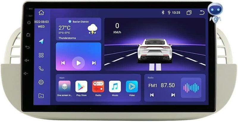 hizpo 9 Zoll Touchscreen Autoradio Kompatibel mit FIAT 500 2007-2014 mit Carplay/Android Auto 8-Core