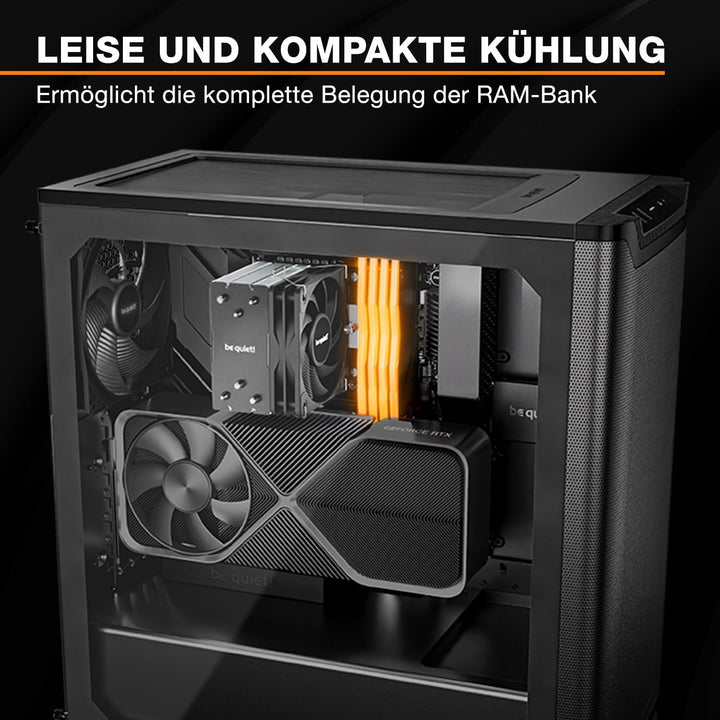 be quiet! Pure Rock Slim 3, CPU Kühler, 130W TDP, 100 mm PWM be quiet! Lüfter, 3 Heatpipes, asymmetr