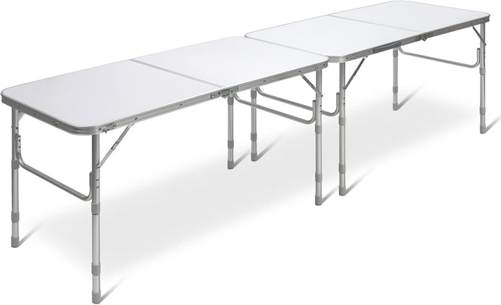 GYMAX Gartentisch 2er Set Kombinierbar Klapptisch Höhenverstellbar Alu Campingtisch Klappbar Beistel
