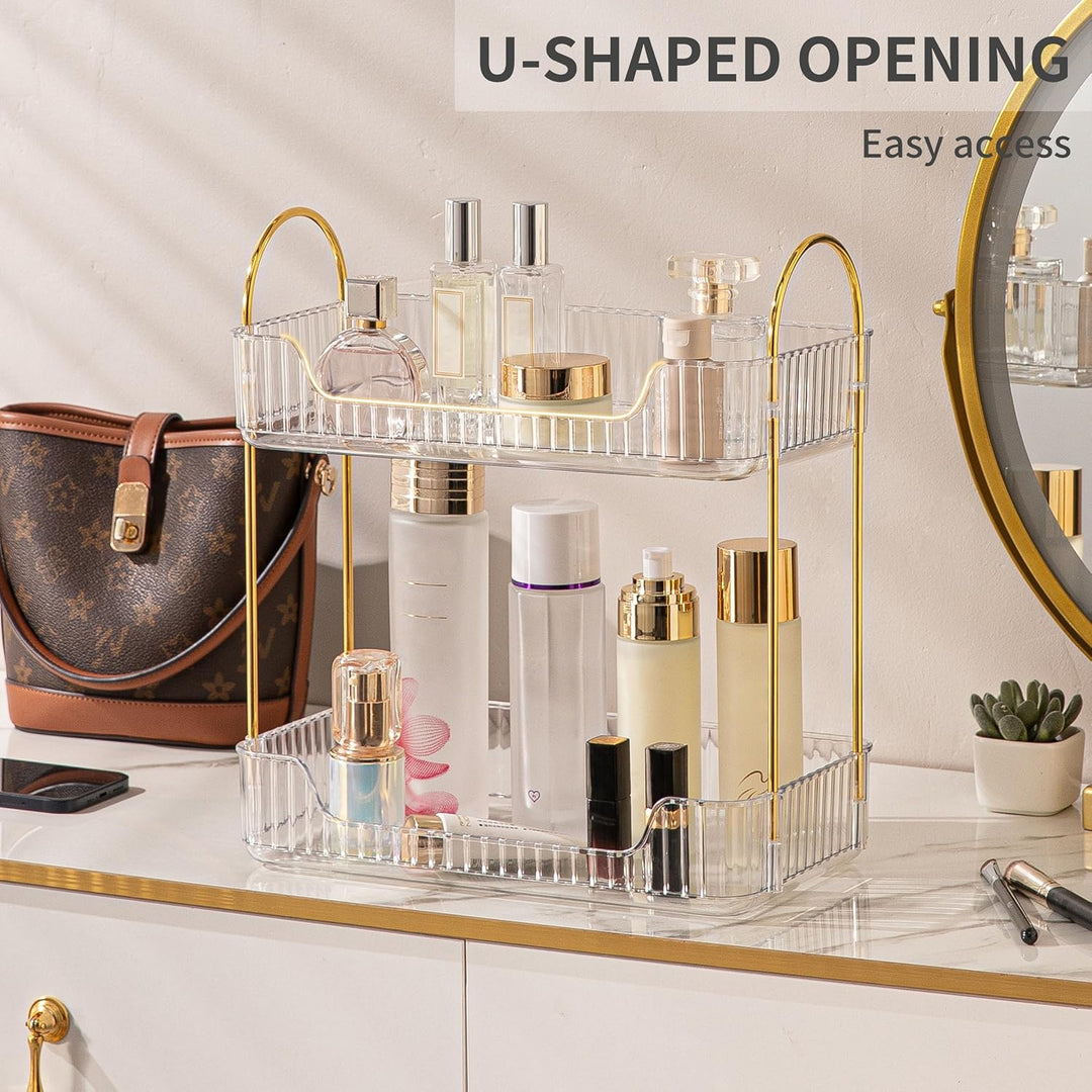Makeup Organizer, Kosmetik Organizer 2 Ebenen, Beauty Organizer, Skincare Organizer, Badezimmer Orga