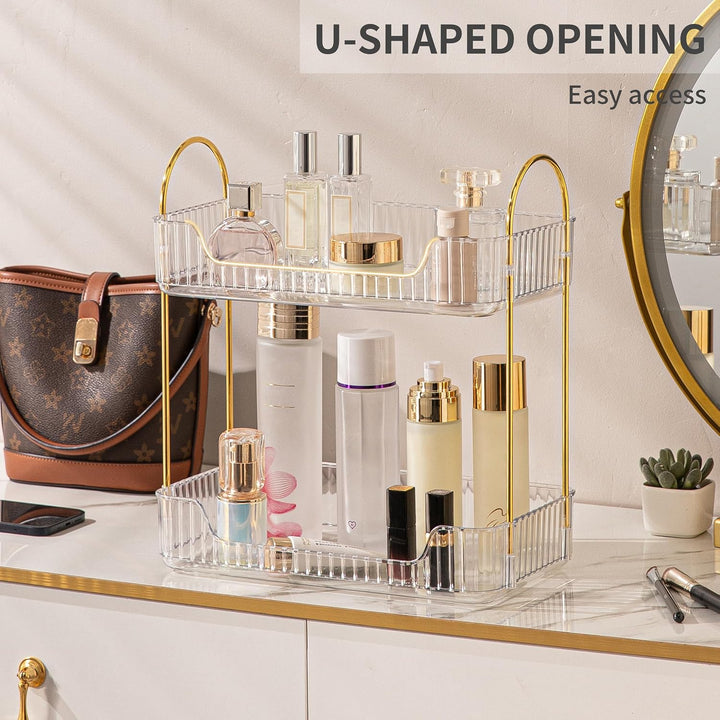 Makeup Organizer, Kosmetik Organizer 2 Ebenen, Beauty Organizer, Skincare Organizer, Badezimmer Orga