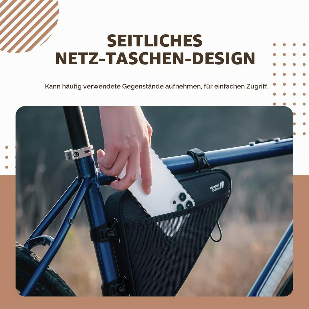 ROCKBROS Fahrrad Rahmentasche Fahrradtasche Dreieckstasche 1,5 L Grosse Kapazität Werkzeugtasche Was
