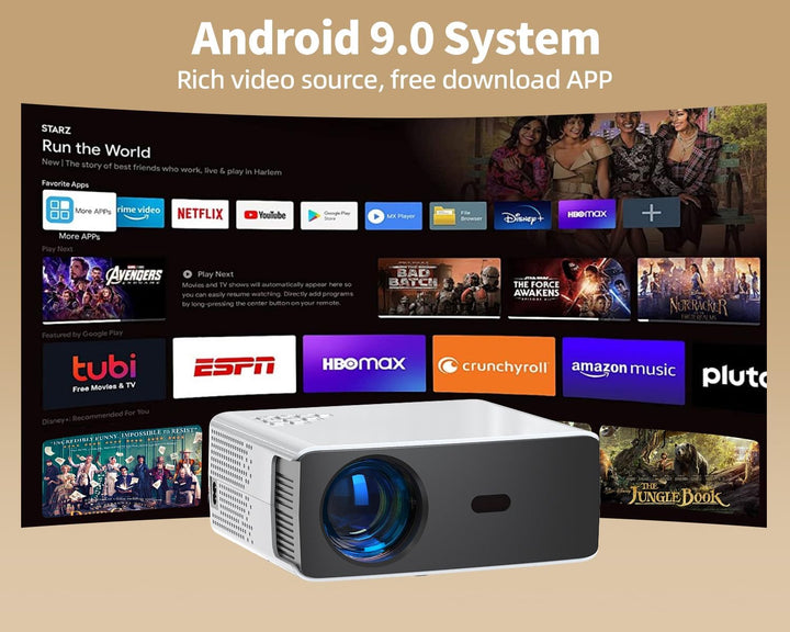 Smart 4K Beamer【 Integrierte Apps & Autofocus und Keystone】 Heimprojektor,Full HD 1080P Beamer mit 5