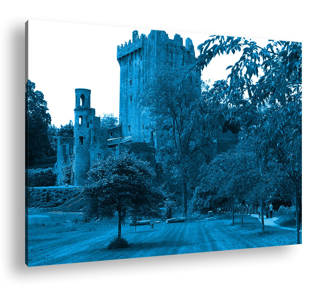 deyoli Blarney Castle in Irland Format 80x60 Effekt: Monocrome Blau als Leinwandbild, Motiv fertig g
