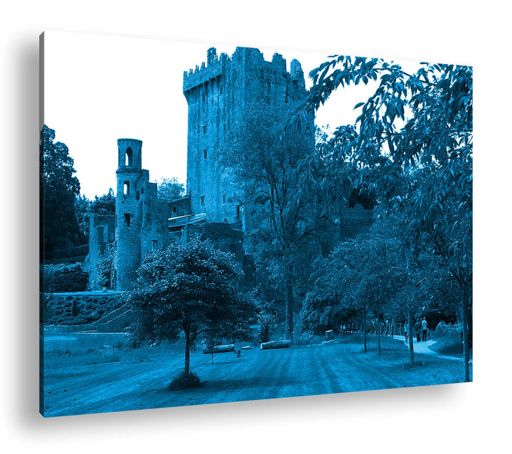 deyoli Blarney Castle in Irland Format 80x60 Effekt: Monocrome Blau als Leinwandbild, Motiv fertig g