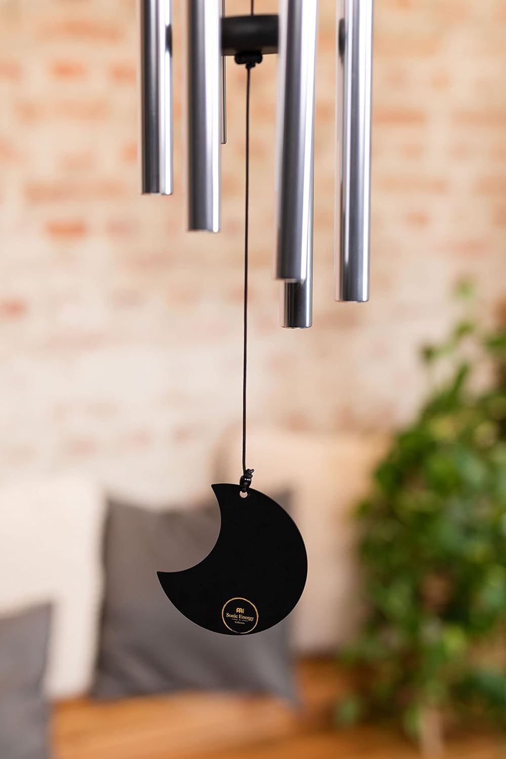 Sonic Energy Moon Meditation Chime – Windspiel mit 6 Klangstäben (432 Hz) – für Garten u. Entspannun