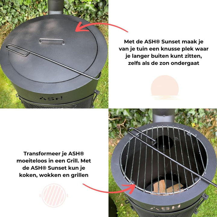 Terrassenofen - Gartenofen - Grill - Terrassenofen - Gartenkamin mit Grill - Schwarz