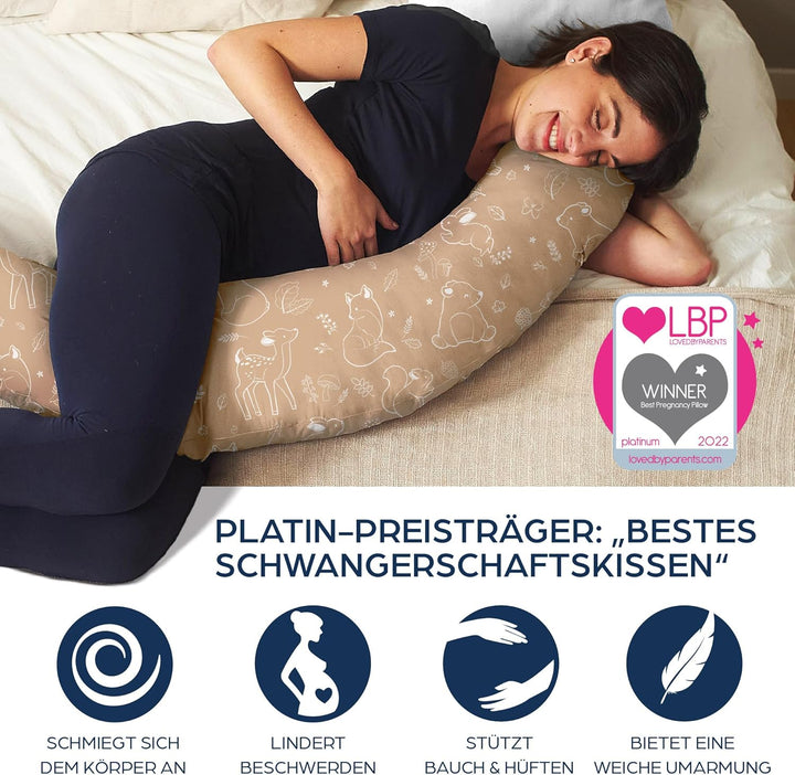 Niimo XXL Schwangerschaftskissen & Stillkissen - Seitenschläferkissen mit Bezug aus 100% Baumwolle,