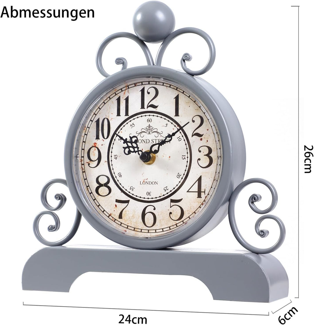 Retro Tischuhr Klassische Vintage Stil Schreibtischuhr Silent Ohne Ticken für Wohnzimmer Schlafzimme