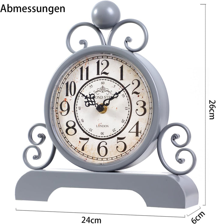 Retro Tischuhr Klassische Vintage Stil Schreibtischuhr Silent Ohne Ticken für Wohnzimmer Schlafzimme