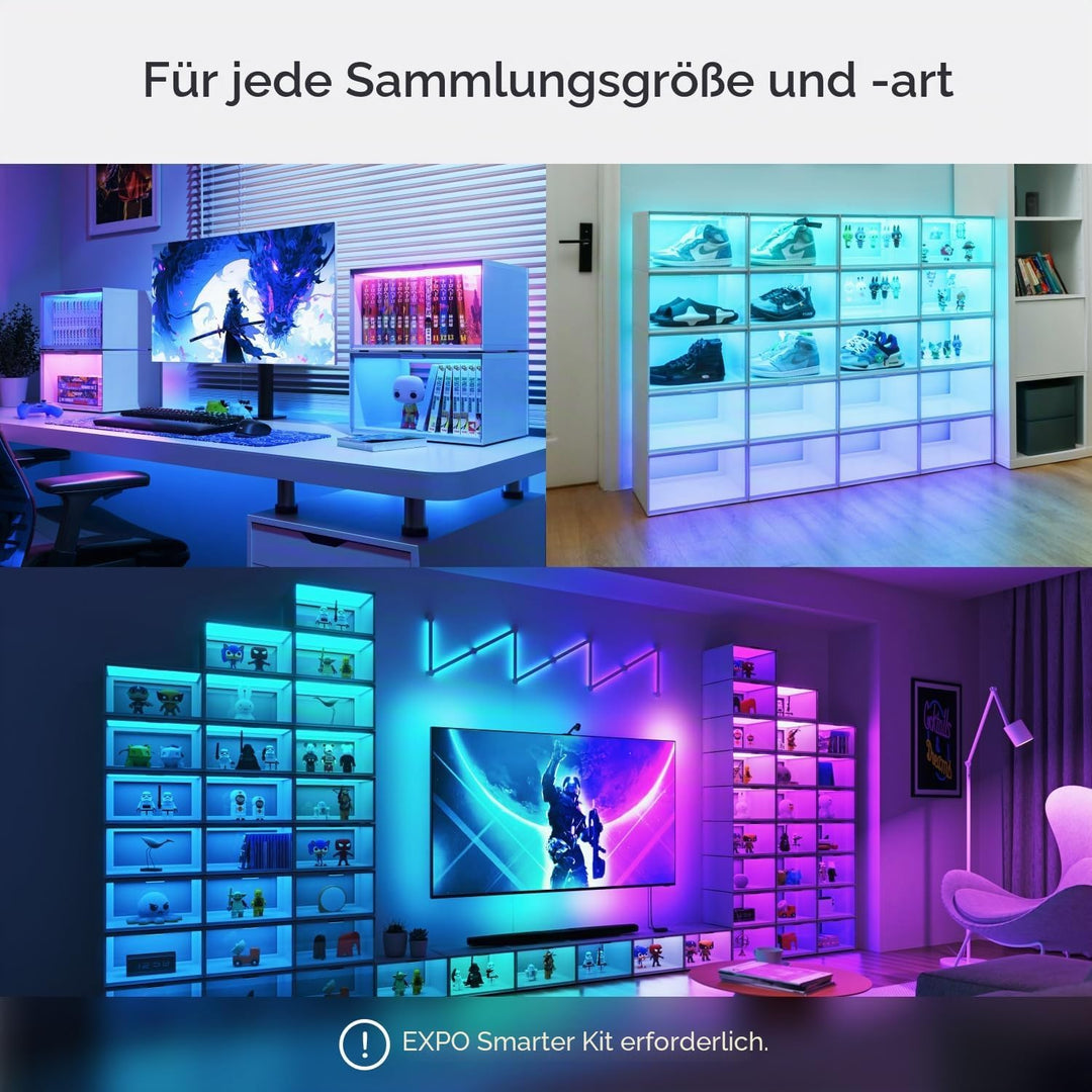 Nanoleaf Smart LED Schuhboxen Erweiterungspack, 1 Stapelbare transparente Vitrine für Figuren & Deko