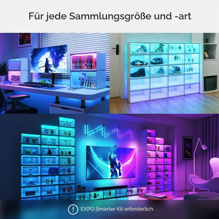 Nanoleaf Smart LED Schuhboxen Erweiterungspack, 1 Stapelbare transparente Vitrine für Figuren & Deko