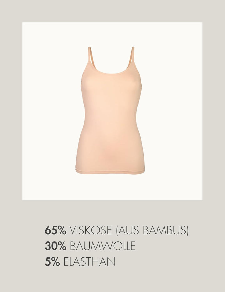 Basic Treasure 3er-Pack Unterhemden Damen, Spaghettiträger Top Damen, Premium Bambus Unterhemd Damen