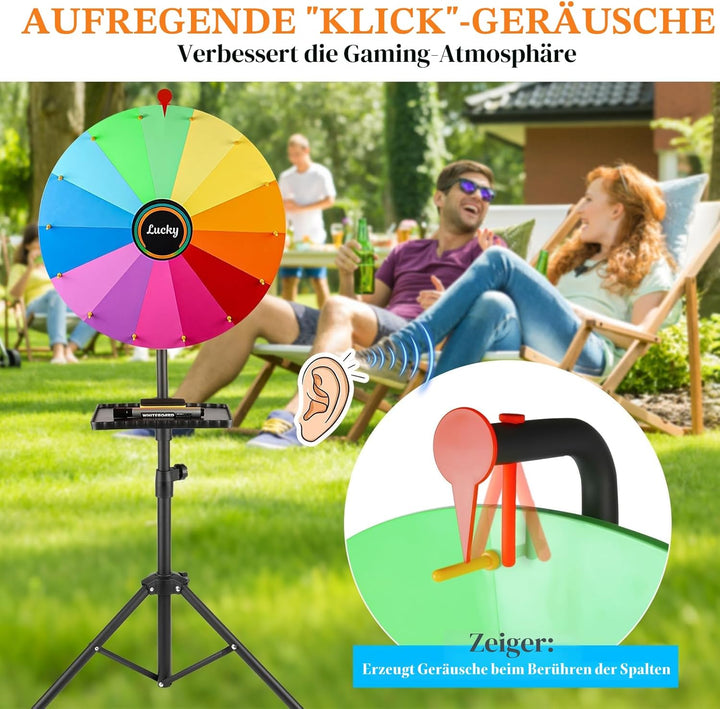 61 cm drehendes Preisrad, 14 Farben, drehbares Kritzelspiel mit löschbarem Marker, verstellbar von 9