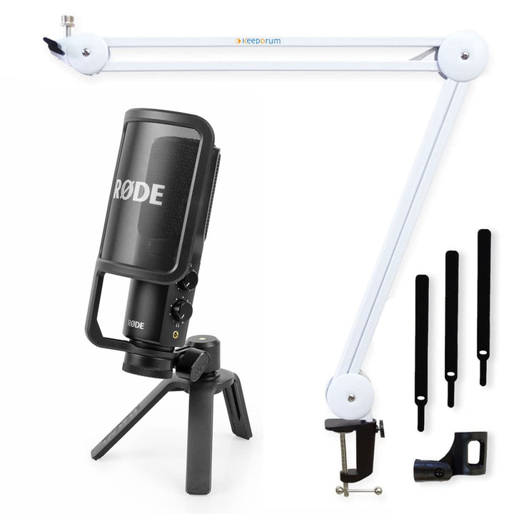 Rode NT-USB+ USB-Kondensatormikrofon + keepdrum MS138 WH Tisch-Stativ Weiss NT-USB+-MS138WH, NT-USB+