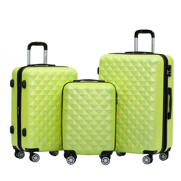 BEIBYE Zwillingsrollen 2066 Hartschale Trolley Koffer Reisekoffer Gepäck M-L-XL-Set (Grün, Set) Grün