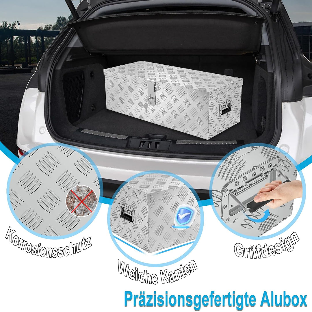 XMTECH 60L Aluminium Transportbox Aufbewahrungsbox Aluminiumkoffer Aluminiumbox Truckbox, Silber Lag