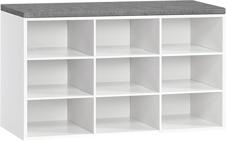 HOOBRO Schuhbank mit 9 Fächern, Schuhregal mit gepolsterter Sitzbank, Schuhschrank, für Flur, Wohnzi