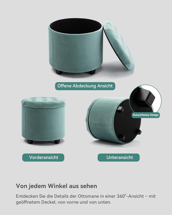 HNNHOME Sitzhocker mit Stauraum, Sitzwürfel mit Deckel, Sitztruhe, Fussbank Truhen Aufbewahrungsbox,