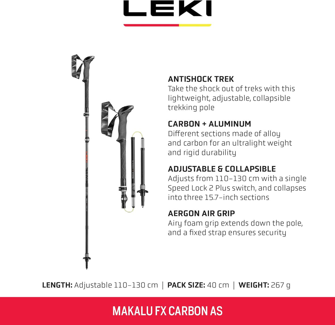 Leki Makalu FX Carbon AS Stöcke einfarbig 110 - 130 cm, einfarbig 110 - 130 cm