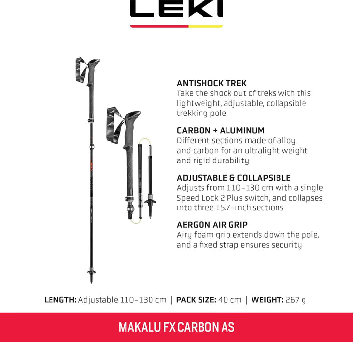 Leki Makalu FX Carbon AS Stöcke einfarbig 110 - 130 cm, einfarbig 110 - 130 cm