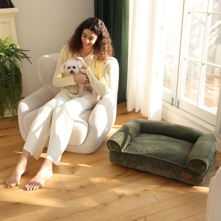 FUKUMARU Katzensofa Bett, Corduroy Gemütliches Katzenbett für drinnen mit abnehmbarem waschbarem Bez