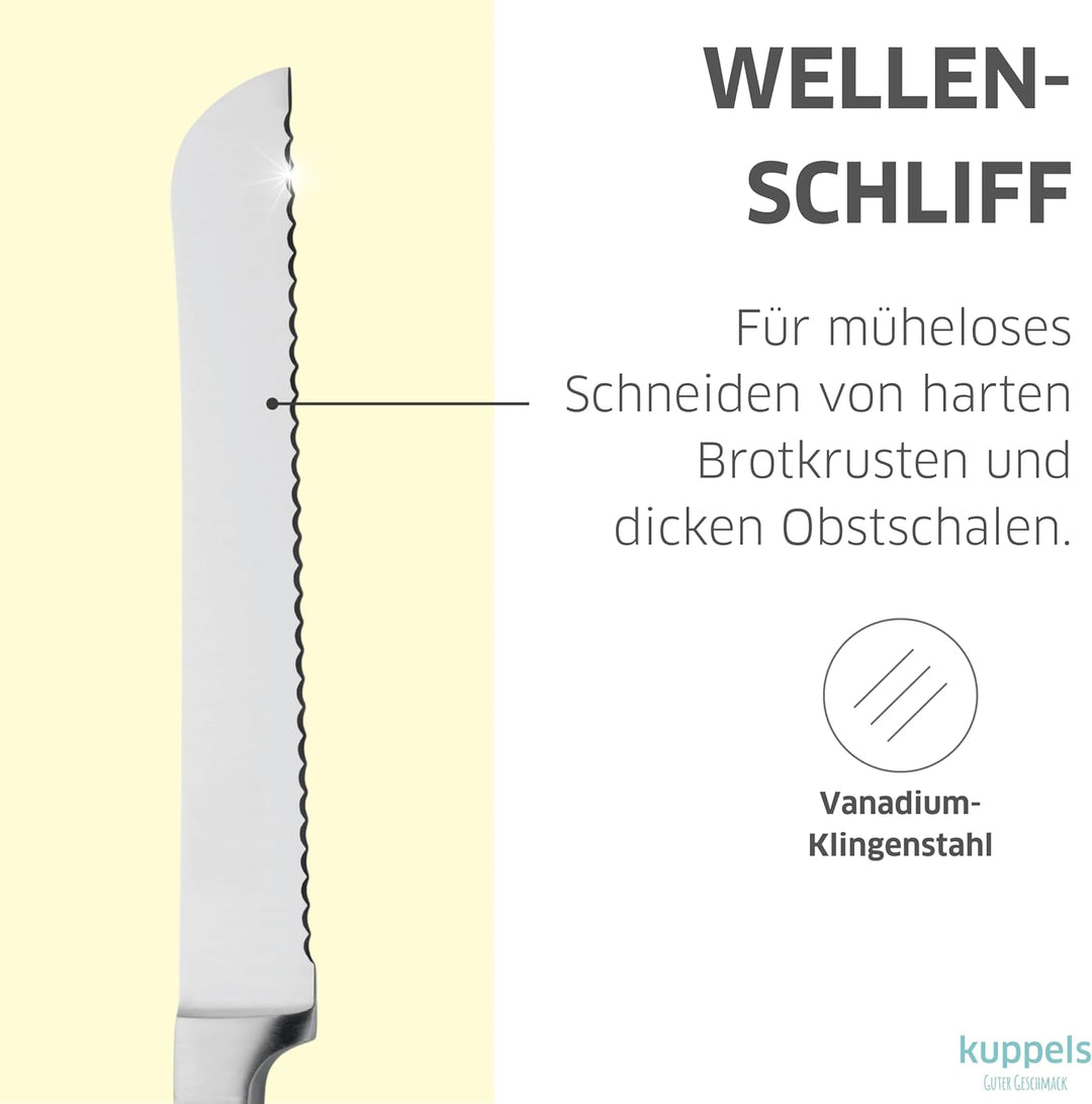 Kuppels SOLID Brotmesser mit Wellenschliff, 20 cm Klinge, Scharf & schnitthaltig, Poliert & rostfrei