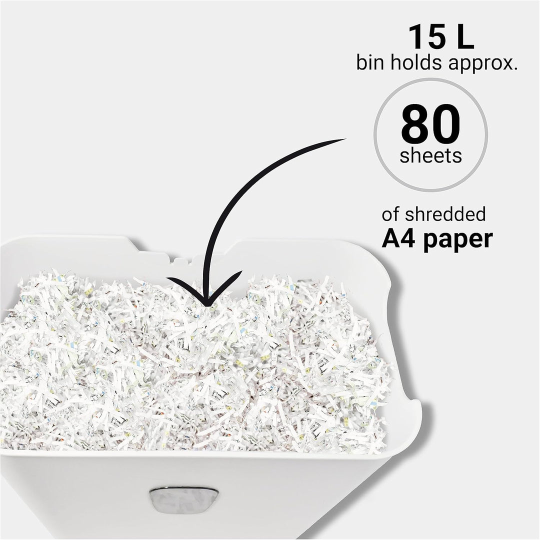 DESQ® Aktenvernichter 8 Blatt - Partikelschnitt 4 x 38 mm, Sicherheitsstufe P4, 15 Liter, Leiser Bet