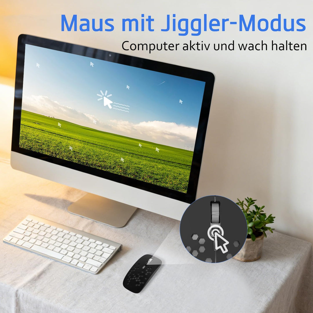 LED Bluetooth Maus Jiggler kompatibel mit Laptop/iPad/iPhone/Mac/PC/Tablet, Wiederaufladbare Leise M