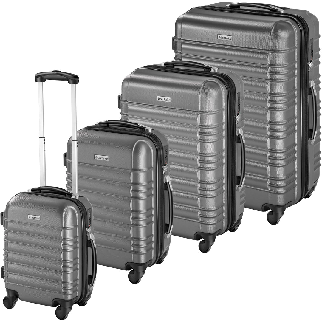 tectake® 4 TLG Reisekoffer Set, TSA Zahlenschloss, Hartschalenkoffer Set, Trolley Kofferset, ABS Har