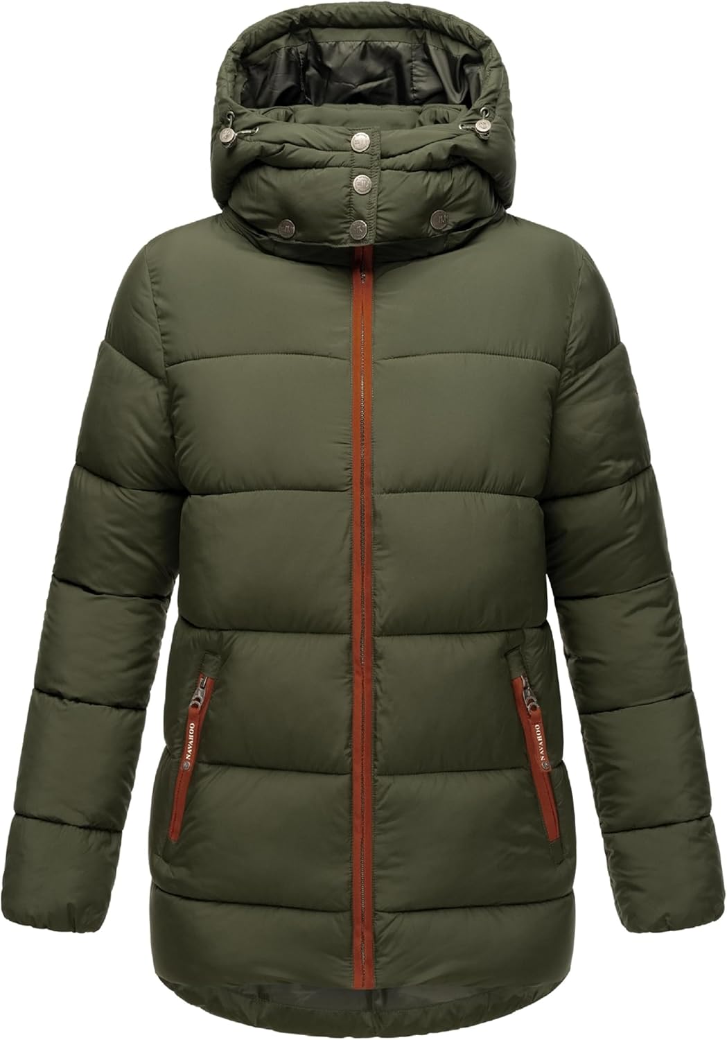 Navahoo Damen Kurze Winterjacke Steppjacke warm mit Abnehmbarer Kapuze aus recycelten Materialien Wa