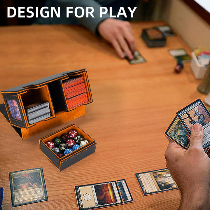 AFIING MTG Commander Kartenbox, 3-in-1 Karten-Aufbewahrungsbox für 200+ doppelt gesleevte Karten, Ma