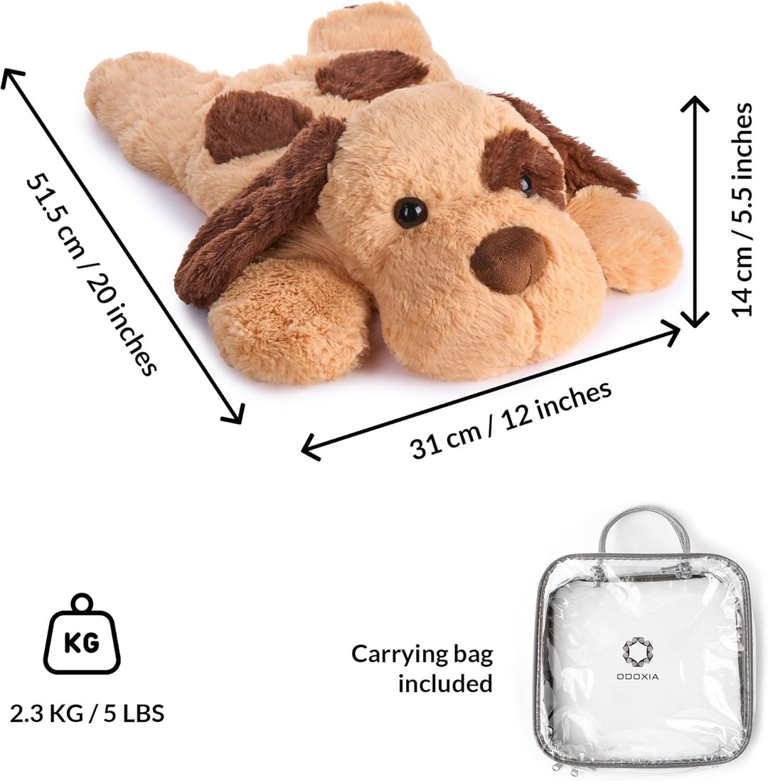ODOXIA Gewichtskuscheltier Hund | 2,3 kg Sensorik Anxiety Weighted Hund Plüschtier für Kinder & Erwa