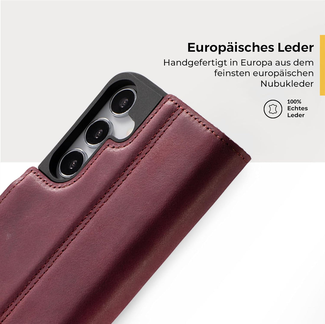 Snakehive Lederhülle für Galaxy S23 Plus | Stylische Handyhülle mit Kartenhalter & Standfuss | Handy
