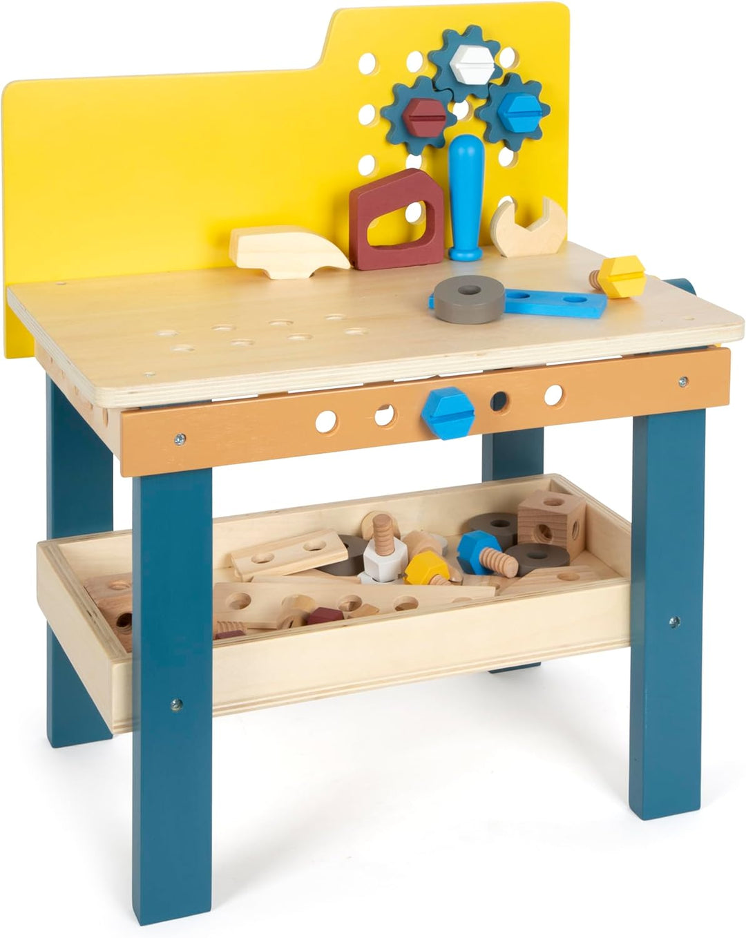 small foot Werkbank „Workshop“, inklusive 4 Werkzeugen und umfangreichem Zubehör aus Holz, für Kinde
