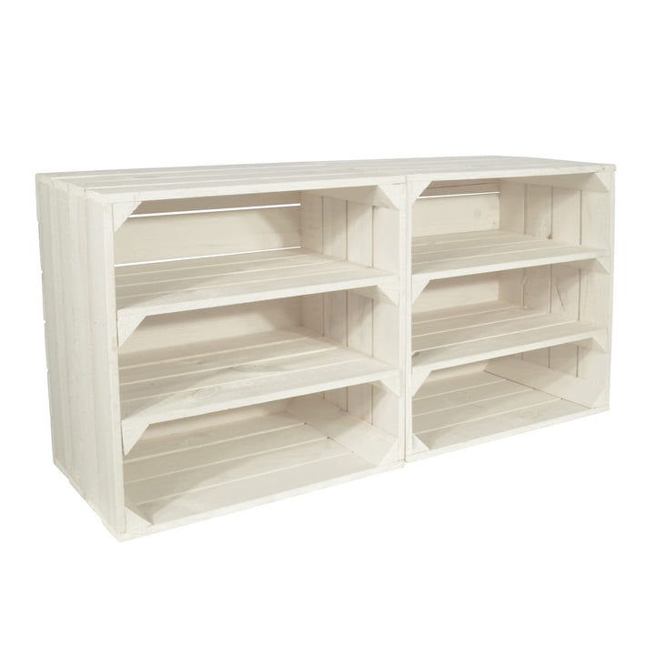 2 Set Weinregal Wino aus Holz - Weiss 2X Regal Holzkiste 2 2x Weiss Regal, 2 2x Weiss Regal
