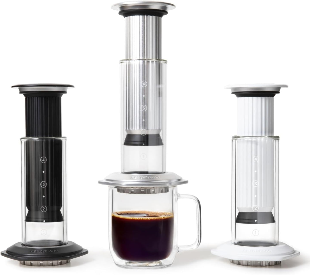 AeroPress Premium koffiepers – glas, roestvrij staal &amp; aluminium alles-in-één French Press, handmati